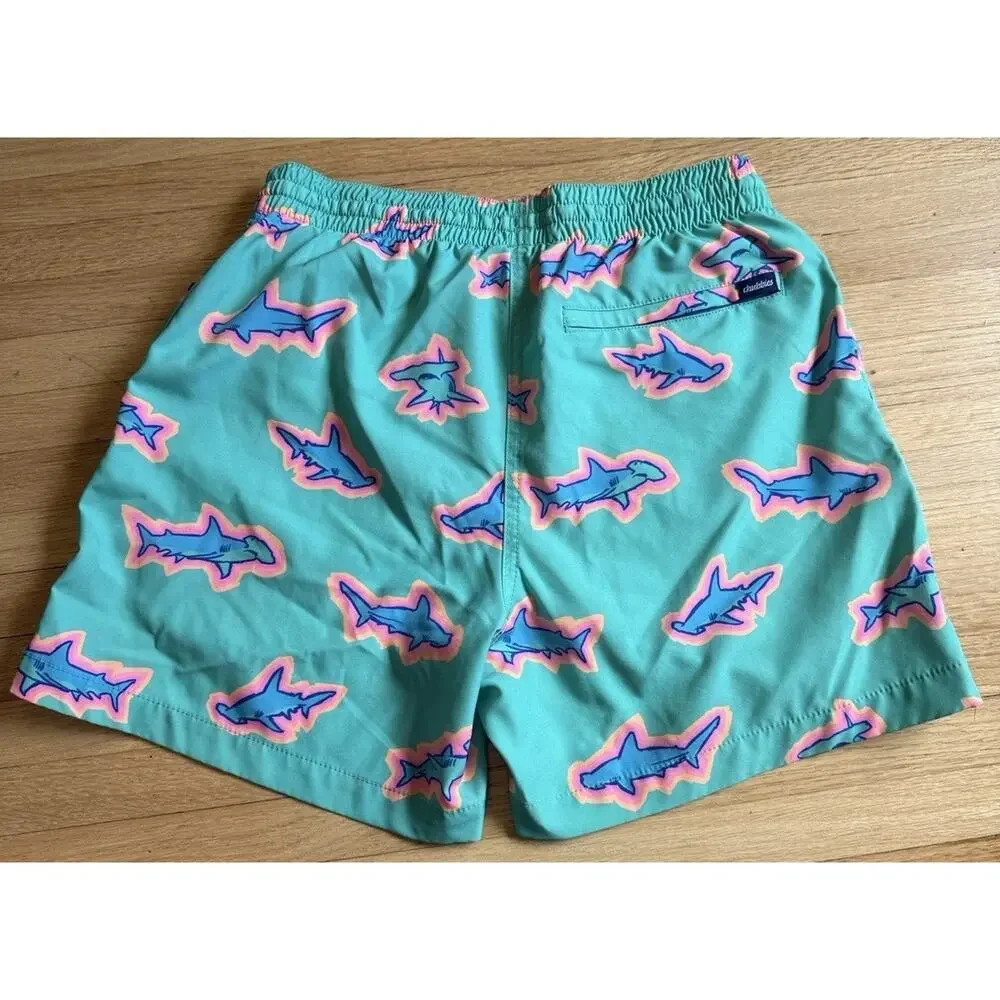Chubbies The Apex Swimmers Shark Print Swim Trunks Sz S- 5.5” Inseam Mesh Lined